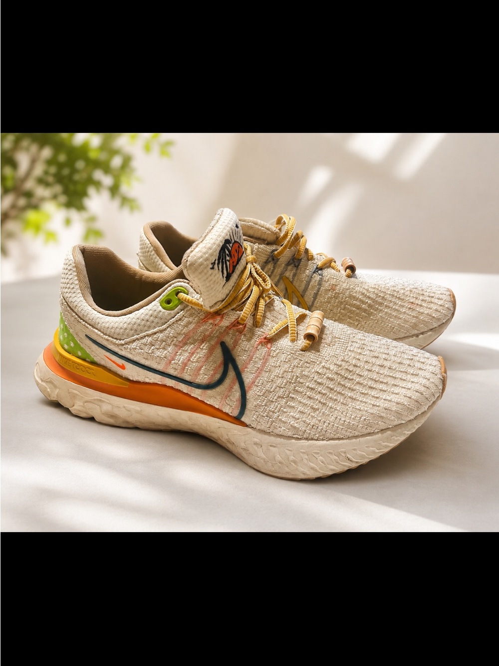 Nike Running Shoes White with Orange and Green Accents